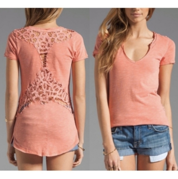 𝅺FREE People Racer Battenburg Tee Shirt sz. Med NWT - Picture 2 of 11